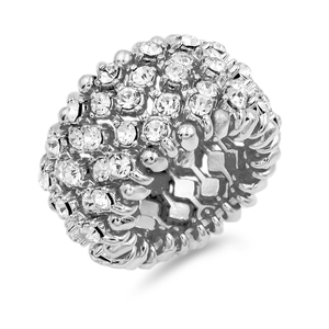 Romantici anello elasticizzato in cristallo AB placcato oro rosa con taglio principessa in acciaio inox moda gioielli intarsiati a forma di numero - Product Image 1