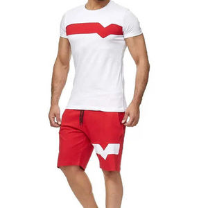 Streetwear décontracté pour hommes ensemble t-shirt et short d'été à manches courtes imprimé respirant vêtements en coton - Product Image 1