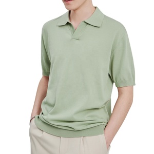 2025 Simple tricoté à manches courtes T-shirt été nouvelle couleur unie design chemise hommes 2025 - Product Image 3