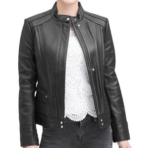 Chaqueta Casual de Cuero y Lona para Hombre, Estilo Motero, Otoño Invierno, Ecológica, Resistente al Viento, Dobladillo Recto, Bolsillos Laterales, Cuello Alto, Sin Capucha - Product Image 1