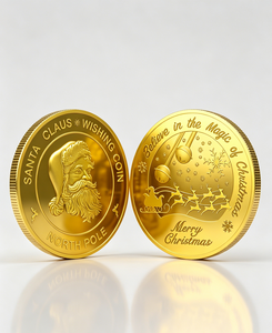 เหรียญอวยพรซานตาคลอส เหรียญที่ระลึกคริสต์มาสขั้วโลกเหนือ เหรียญเคลือบทอง เงิน หรือกระจกเงา ของที่ระลึก ของขวัญ - Product Image 1