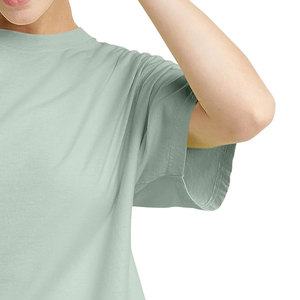 Custom Women's T-shirts Short Sleeve Crew Neck 100% cotton Basic <b>Tee</b> Blank Black <b>White</b> <b>Plain</b> Crop top T Shirt for women - Product Image 6
