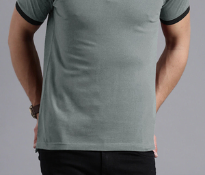 Polos personnalisés à manches courtes 100% coton pour hommes avec logo en caoutchouc, poids lourd 300gsm, col à demi-fermeture éclair - Product Image 5