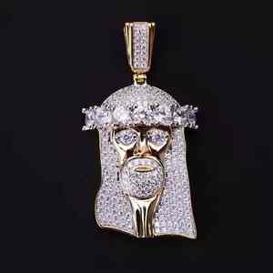 Vente en gros or massif 14 carats diamant Bling Bling VVS Leb diamant rond cultivé religieux jésus pendentif à la mode pour hommes - Product Image 1