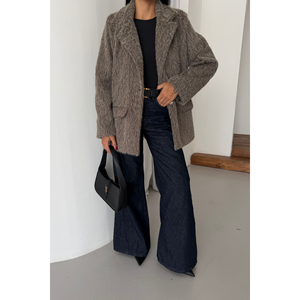 Chaqueta de Cachemira de Alpaca Marrón para Mujer, Estilo Boyfriend - Product Image 2