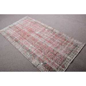 Vintage Eco Friendly Turkish <b>Wool</b> Rug 35x6.4 ft <b>Red</b> Blue Patchwork Design with Latex Backing - Product Image 4