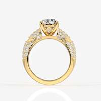 Anillos de Moissanita con Corte Portugués en Plata de Ley con Baño de Rodio y Engaste Pavé, Joyería Elegante y con Estilo
