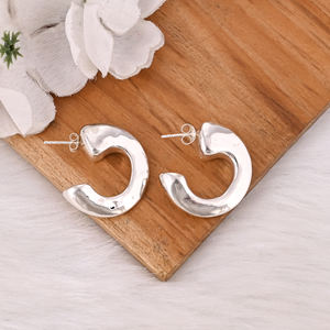 Simple Plain Round Shape <b>Hoop</b> <b>Earrings</b> Crafted From 925 <b>Sterling</b> <b>Silver</b> For Woman And Girls Bohemian Jewelry On Wholesale - Product Image 2