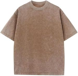 Camisetas holgadas de algodón de gran tamaño para hombre, ropa de calle informal de manga corta Vintage lavada, 100% algodón - Product Image 1