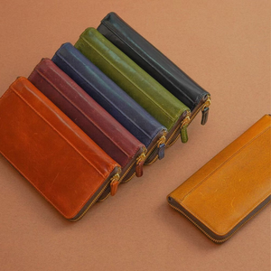 Nume Genuine Leather Round <b>Long</b> <b>Wallet</b> Zipper Closure 6 Colors Unisex Vintage Style 6 Inch Daily Use - Product Image 4