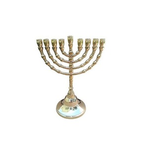 วินเทจคลาสสิกเจ็ดสาขาทองเหลืองแข็ง Menorah อิสราเอลเยรูซาเล็มทำด้วยมือเจ็ดสาขา - Product Image 1