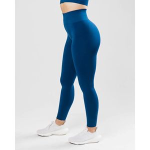 Tissu tricoté sans couture 51% polyamide 38% polyester 11% élasthanne Leggings de yoga pour femmes à taille haute fuselée avec taille élastique - Product Image 6