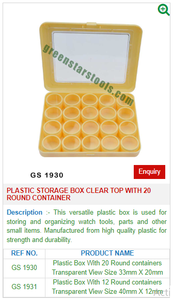Clear Plastic <b>Storage</b> <b>Box</b> with 20 round Containers GS 1930 for Jewelry <b>Tools</b> & Equipment - Product Image 2
