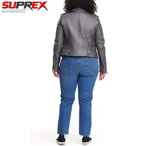 Chaqueta de Motociclista de Cuero Sintético para Mujer, Talla Grande, con Cierre y Bolsillos, Elegante, Cómoda, Corte Favorecedor, Mangas Desmontables - Product Image 6