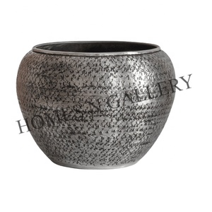 Vintage Mid Century <b>Old</b> Century Style hand <b>crafted</b> patina Brass footed with handles Planters Pots At Low Price Made In India - Product Image 6
