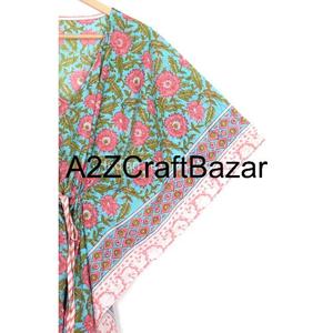 Vestido Casual Midi Tipo Túnica con Cuello en V, de Algodón Puro Lavable y Ecológico, con Estampado Floral Bohemio y Borlas, de Manga Corta - Product Image 4