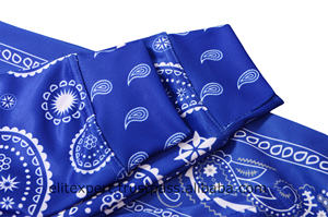 Top des tendances qualité supérieure personnalisé Hip Hop Style Streetwear bleu Royal couleur Bandana impression Sublimation hommes sweats à capuche respirants - Product Image 6