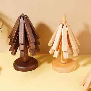 Promotional Round Luxury Eco-Friendly Heat Resistant <b>Wood</b> Kitchen Pot Holder Mat Anti-Slip Coasters 10MM Thickness India Sale - Product Image 5