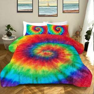 Juego de edredón Tie Dye Boho de 3 piezas, tamaño Queen, ropa de cama esponjosa, poliéster, impresión con pigmentos, hecho en China - Product Image 3