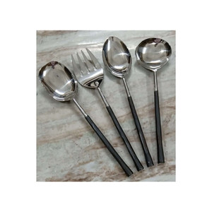 Ensemble de service à salade en acier inoxydable pour hôtel et table couverts design fleuri de bonne qualité ensemble de service à salade avec plaqué or - Product Image 6