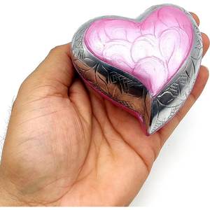 Urna Funeraria de MetalTek, Nueva, Color Blanco Perla, con Forma de Corazón, con Soporte, Diseño Artesanal, para Cenizas, Pequeña, para Recuerdos - Product Image 5