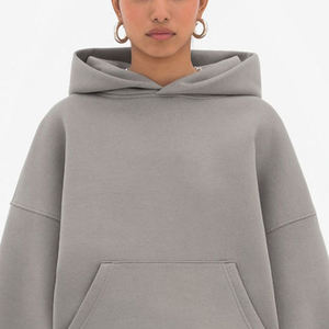 Vente en gros de sweats à capuche personnalisés pour femmes, en polaire, coupe oversize, couleur unie, coupe ample, épaules tombantes, style streetwear - Product Image 3
