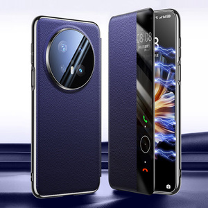 เคสหนังแท้สุดหรูสำหรับ Mate 80 Pro Max/80 70 <span class=keywords><strong>RS</strong></span>/Pro/Pro+ ป้องกันฝุ่น กันกระแทก พร้อมหน้าต่างแสดงสถานะการใช้งานอัจฉริยะ - Product Image 5