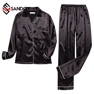 OEM Design Customized Pajamas Silk Satin Sleepwear Long Sleeve Top and <b>Trouser</b> for Men and <b>Women</b> - Product Image 5