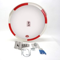 Ensemble de miroirs convexes d'extérieur 80 cm rouge-blanc avec poteau à bride galvanisée de 2,5 m (PC et acrylique)