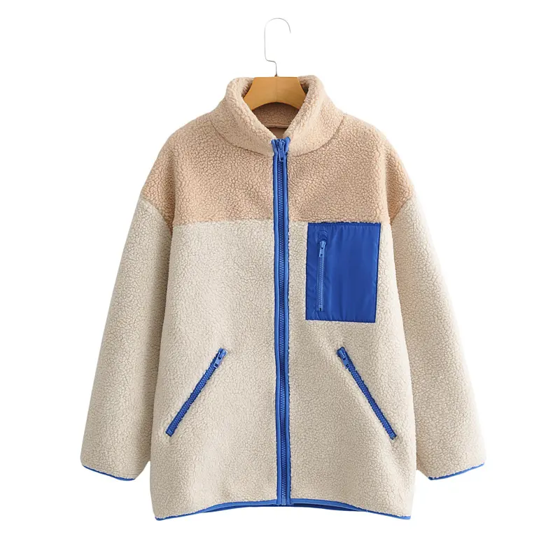 High Quality Wholesale Blank Sherpa Ladies Hooded Wool Jacket Fleece Zip Up Jacket Custom Men Sherpa Women Fleece Jacket