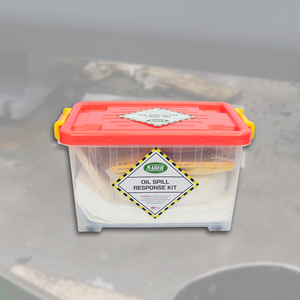 Kit anti-déversement d'hydrocarbures 20 litres avec boîte transparente – Kit de réponse d'urgence pour l'absorption et le nettoyage des déversements d'hydrocarbures pour les zones industrielles - Product Image 1