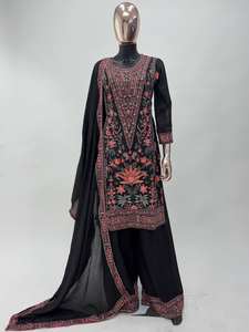 Readymade Chinon Silk Party Wear Suit Set avec broderie de fil et Dupatta - Product Image 3