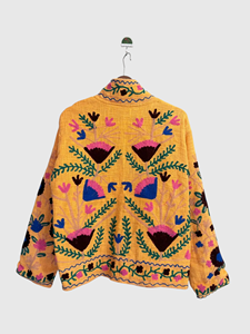 Veste en tricot à col mandarin brodée à la main avec des motifs floraux, manches longues, taille plus, vêtements de printemps pour femmes, style bohème - Product Image 2