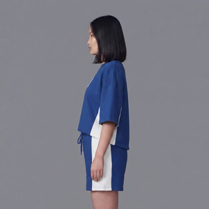 Ensemble 2 pièces décontracté d'été de haute qualité pour femme, avec logo imprimé DTF personnalisé, 100 % coton, au-dessus du genou, style streetwear - Product Image 2