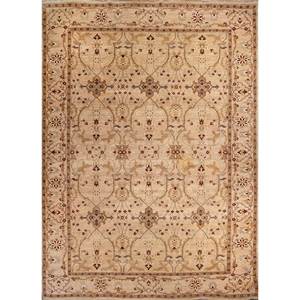 Alfombras de Lana Anudadas a Mano Aalam, Diseño Floral y Abstracto en Rojo y Naranja, Rectangulares de 9x12, para Entrada y Sala de Estar - Paem-521 - Product Image 1