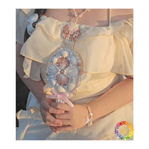 Espejo de tocador inspirado en el océano Concha Marina natural y piedra | Peine de sirena costero hecho a mano incluido | Accesorio perfecto de 99 Gold Data - Product Image 4