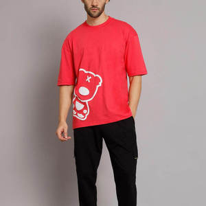 Nouveau été vêtements quotidiens hommes surdimensionné T-Shirts 100% coton T-Shirt pour hommes coupe ample imprimé respirant couleurs unies T-Shirt - Product Image 5
