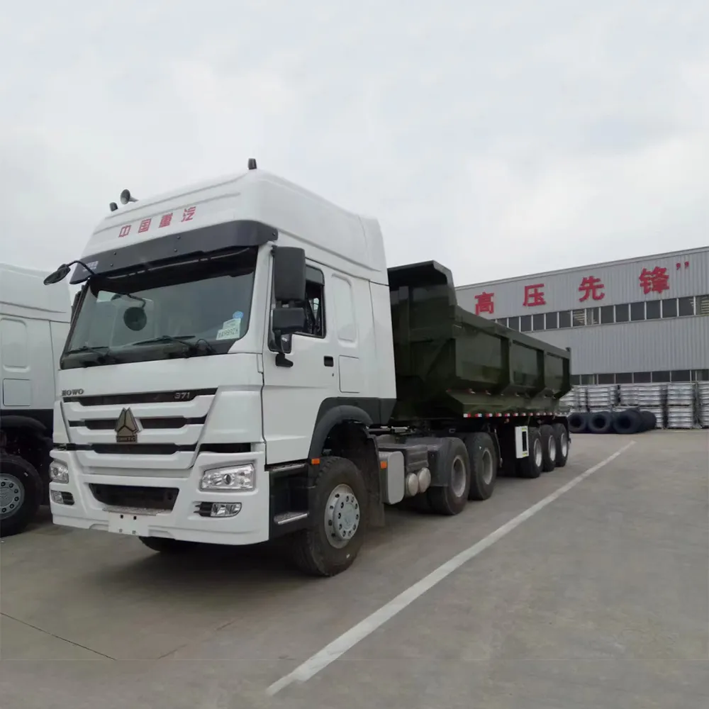 China Fabriek 3 4 Assen 45 Ton 60 Ton 80 Ton Maatwerk Service Luchtvering Stalen Plaat Assen Dump Oplegger