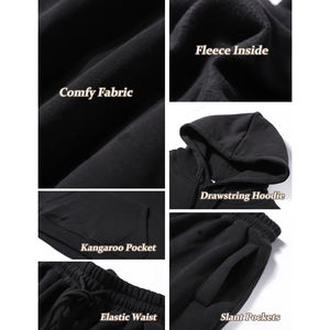 Conjunto Deportivo de Dos Piezas para Mujer, Invierno, Moda, Cálido, Holgado, Sudadera con Capucha y Hombros Caídos, Pantalones Largos - Product Image 6