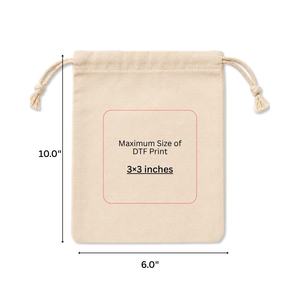 Bolsa de Regalo de Algodón Orgánico de 6x10 Pulgadas con Cordón, 150 GSM, Impresión de Logotipo Personalizado - Product Image 3