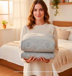 Manta Térmica 200x230cm Textura Suave Premium Lino/Poliéster Acolchada Cómoda para Cama Sofá Gris Rosa Beige Gris Oscuro Verde - Product Image 5