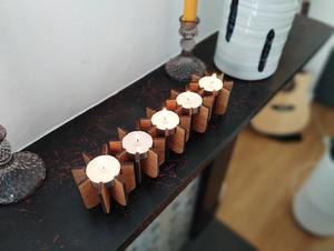 Indian Manufacture Rustic Wooden Tea <b>Light</b> Holder Ash <b>Oak</b> Walnut Candle Centerpiece for Gifts Events and Parties for Sale - Product Image 4