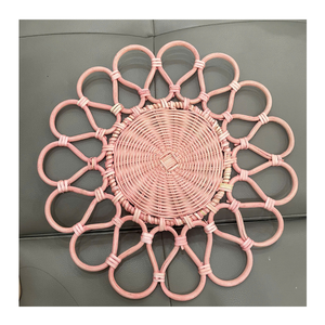 Coastal Rattan <b>Placemats</b> Floral Charger Plate Handmade Rattan Dining Decor Boho Chic Wedding Table Eco-Friendly Factory Set - Product Image 1