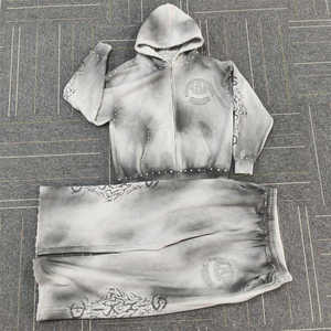 Low Price Men's Acid Wash Breathable Winter Streetwear <b>Tracksuit</b> Lightweight Drawstring 100% Polyester Customized Logo High - Product Image 6