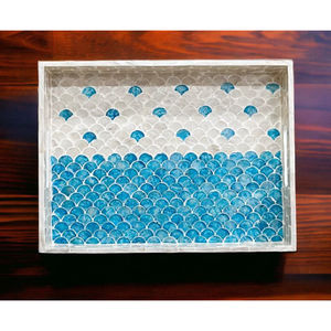 Fantastique Design Vaisselle Alimentaire Plateau De Service À La Main Nacre Incrustation En Bois Plateau De Service Collations Dessert Plateau De Service - Product Image 2