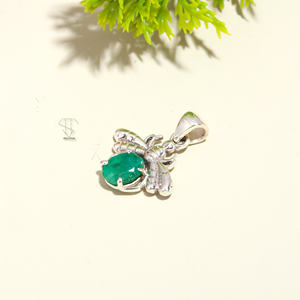 925พลอยสีเขียวธรรมชาติจี้เงินแท้ทำด้วยมือจี้แฟชั่นสำหรับผู้หญิงขายส่ง - Product Image 3