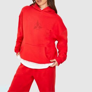 Wholesale Women Quick dry Breathable Tracksuit 100% Cotton Solid <b>Red</b> Color Women breathable Tracksuit With Custom Logo - Product Image 5