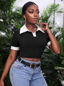 2025 vente en gros de haute qualité 100% coton T-shirts polo vierges personnalisés pour les femmes - Product Image 3