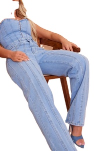 เสื้อแขนกุด & กางเกงยีนส์ผู้หญิงชุดครอปยีนส์2ชิ้นเอวลอยทรงตรงกางเกงยีนส์2026 - Product Image 4