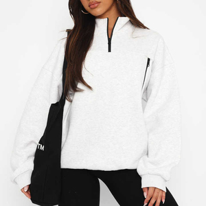 Personnalisé imprimé demi fermeture éclair goutte épaule ample pull-over lettre imprimé Vintage à manches longues grande taille femmes sweat-shirt - Product Image 1